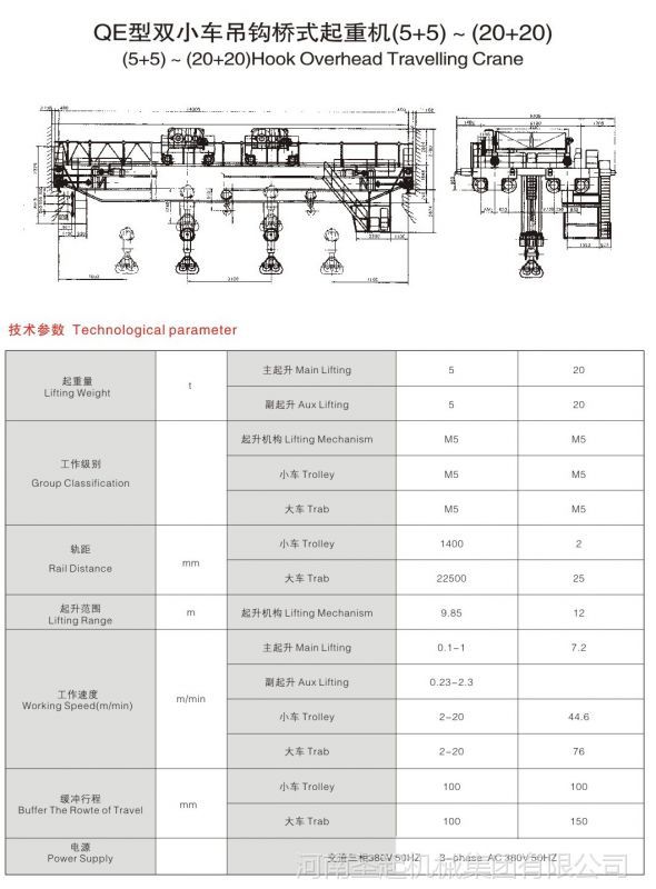 圣起牌QE5+5t-160+160t双小车双梁桥式起重机 重载行业的智选之作